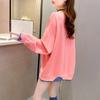 Cotton Sweatshirt Women Autumn Spring Large Size Loose Mid-Length Round Neck Sweatshirt Casual Versatile Long Sleeve Tops