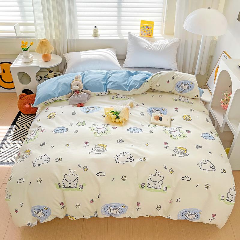 1PC Cartoon Crocodile Pattern Duvet Cover 100% Cotton Quilt Cover with Zipper Skin-friendly Comfortable Queen Size Bedding