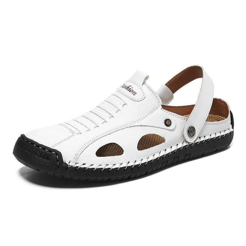 Fashion Mens Slip on Sandals Non-Slip Men's Walking Shoes MenLeather Hollow Out Casual Shoes Handmade for Men Luxury Sandals