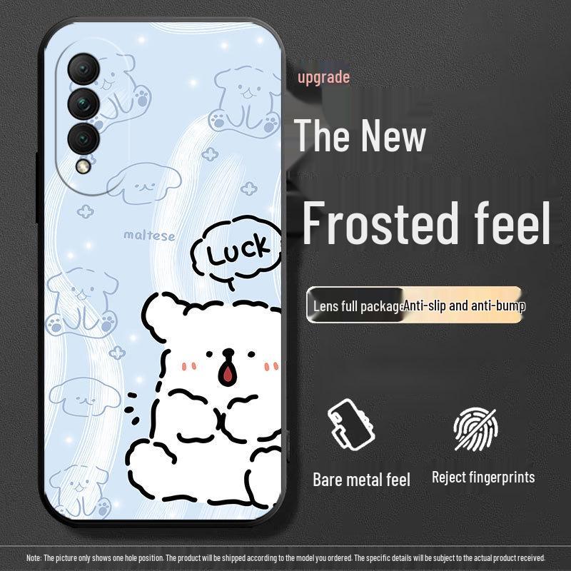 Black Cartoon Chinese Style Silicone Honor X20se Phone Case with Tempered Glass Protector