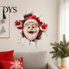 Seasonal Wall Decor for Office Christmas Sticker, 3D Santa Claus Break Through Decal, Easy Peel Decorative Stickers Toilet & Stick Holiday Home Window