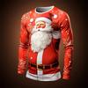 Christmas Men's Santa Claus Graphic Long Sleeve T Shirt Crew Neck Casual Tee Shirt New In Sports Tshirts For Men