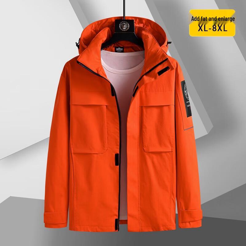 

Dibinze Men s Plus Size Multi-Pocket Workwear Jacket with Detachable Hood 7XL