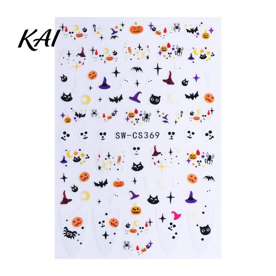 Waterproof Nail Stickers Halloween Art Stickers, Cartoon Pumpkin Ghost Bat Decals for Manicure Accessories Decorations, Self-Adhesive Holiday Women