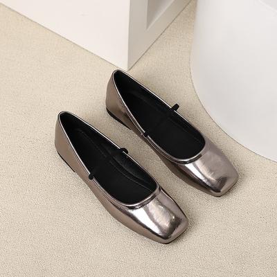 Mary Janes da Donna Piatte con Suola Morbida Signora Retro Punta Quadrata Argento Oro Party Mocassini in Pelle Eleganti Slip-on Scarpe da Ballo