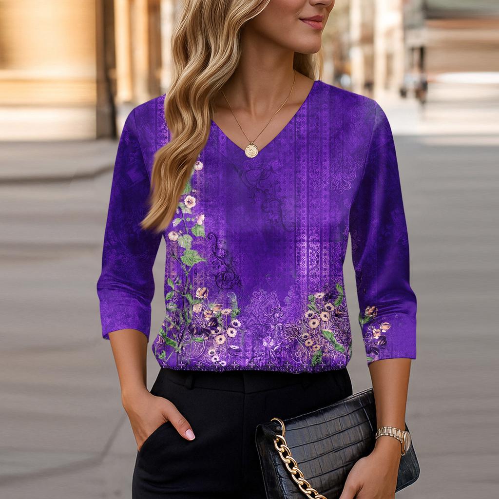 Blouse For Women Dressy 3/4 Long Sleeve Shirts Business Casual Outfit Tops