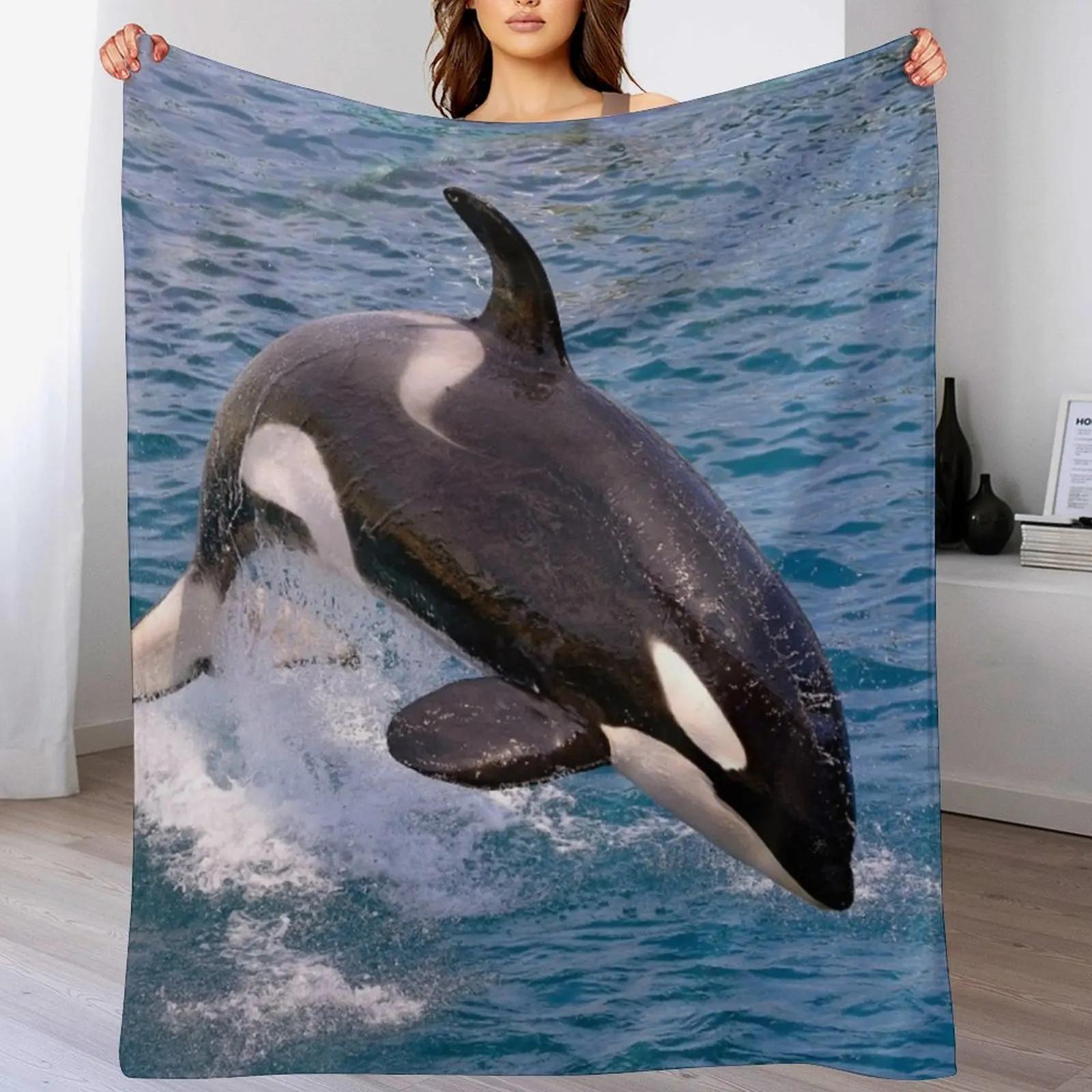 

Killer whale orca jumping Throw Blanket Cozy Light Blanket for Travel Camping Picnic 102x76cm(40x30in)
