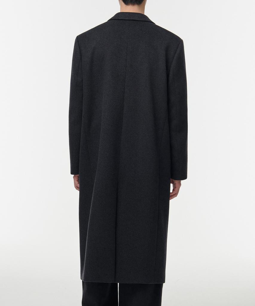 Musinsa Standard Cashmere Blend Daddy Shoulder Single Long Coat [Charcoal Grey]