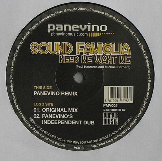 

12-дюймовая пластинка SOUND FAMIGLIA Need Me Want Me PVM005 Panevino Music 2008 Швейцария Танцевальная Электроника Б/у