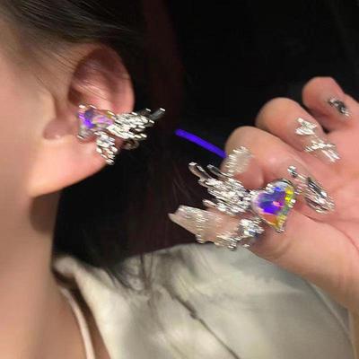 Aurora Fantasy Love Wings Ear Clips - Design de elfo anjo diamante de luxo leve para mulheres, sem necessidade de piercings