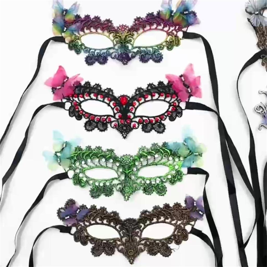 Rhinestones Masquerade Mask Venetians Party Mask Half Face Lace Mask Eye Mask Mardi Gras Mask for Halloween Costume Party