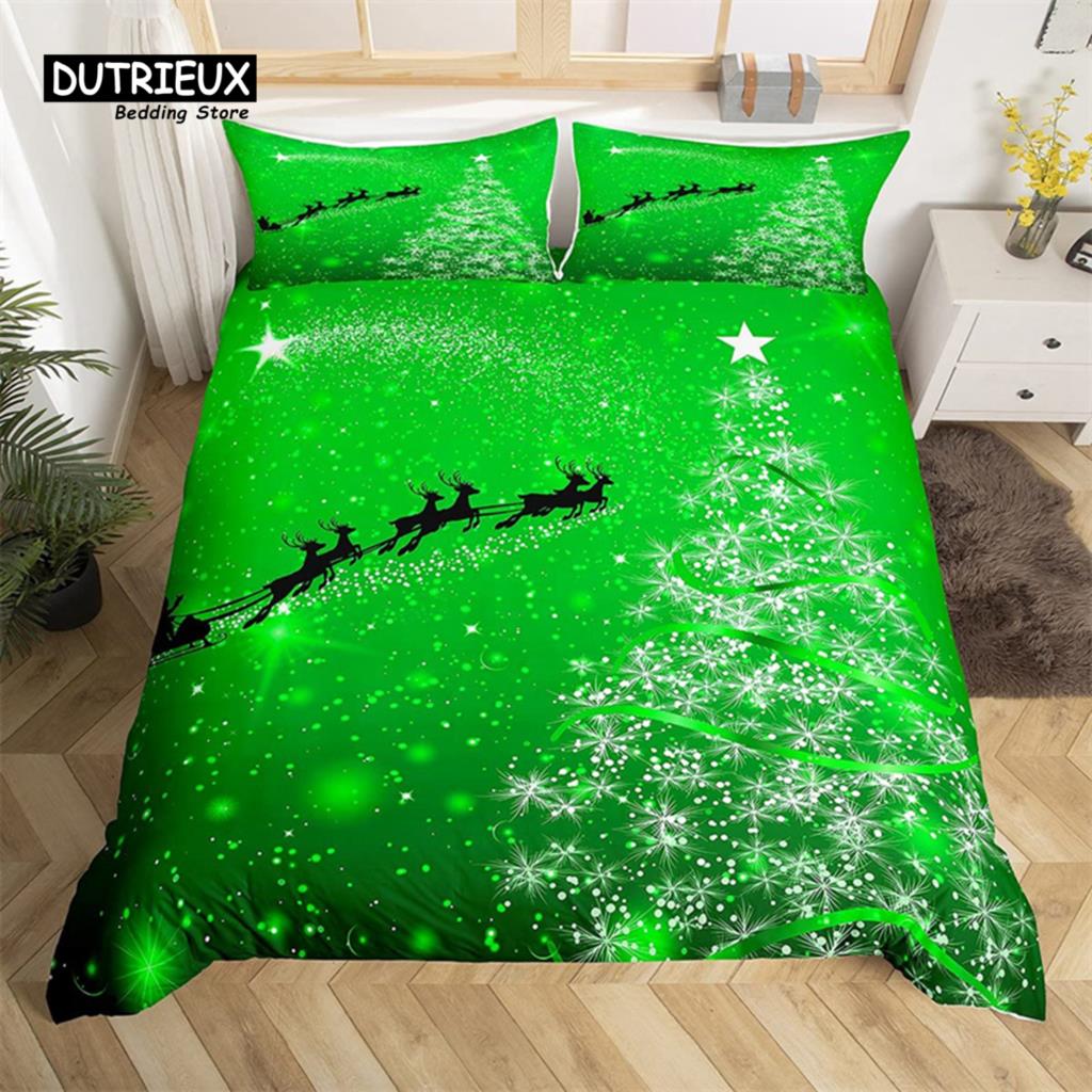 

Christmas Tree Duvet Cover Set, Christmas Theme Bedding Set, Soft Comfortable Breathable Duvet Cover, For Bedroom Guest Room EU single(135x200cm)