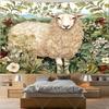 Sheep in Garden Tapestry Wall Hanging Animal Ram Sheep Deer Tapestry Aesthetic Room Decor Wallpapers For Bedroom Paintings