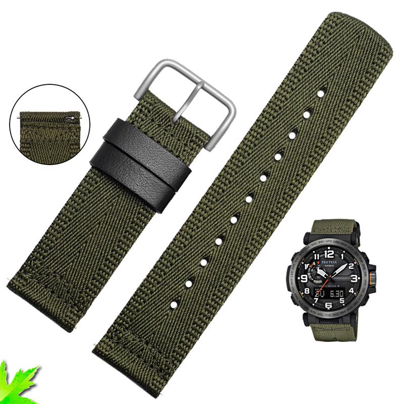 For Casio PRG-600YB PRG-650 PRW-6600 GA2000 Nylon Strap Waterproof Wristwatch Band Bracelet Nylon Watch Band longer Strap 24mm 24mm