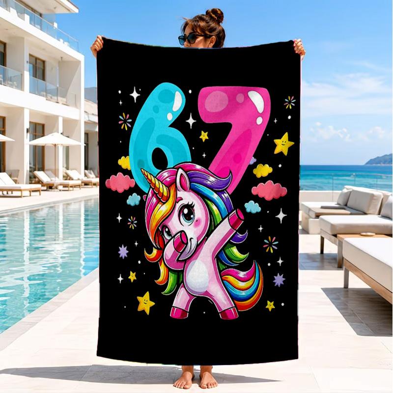 Energy Number 67 Design Beach Towel, Quick-drying, Easy to Care for, Suitable for Both Fitness and Beach Vacations,Sports Essential