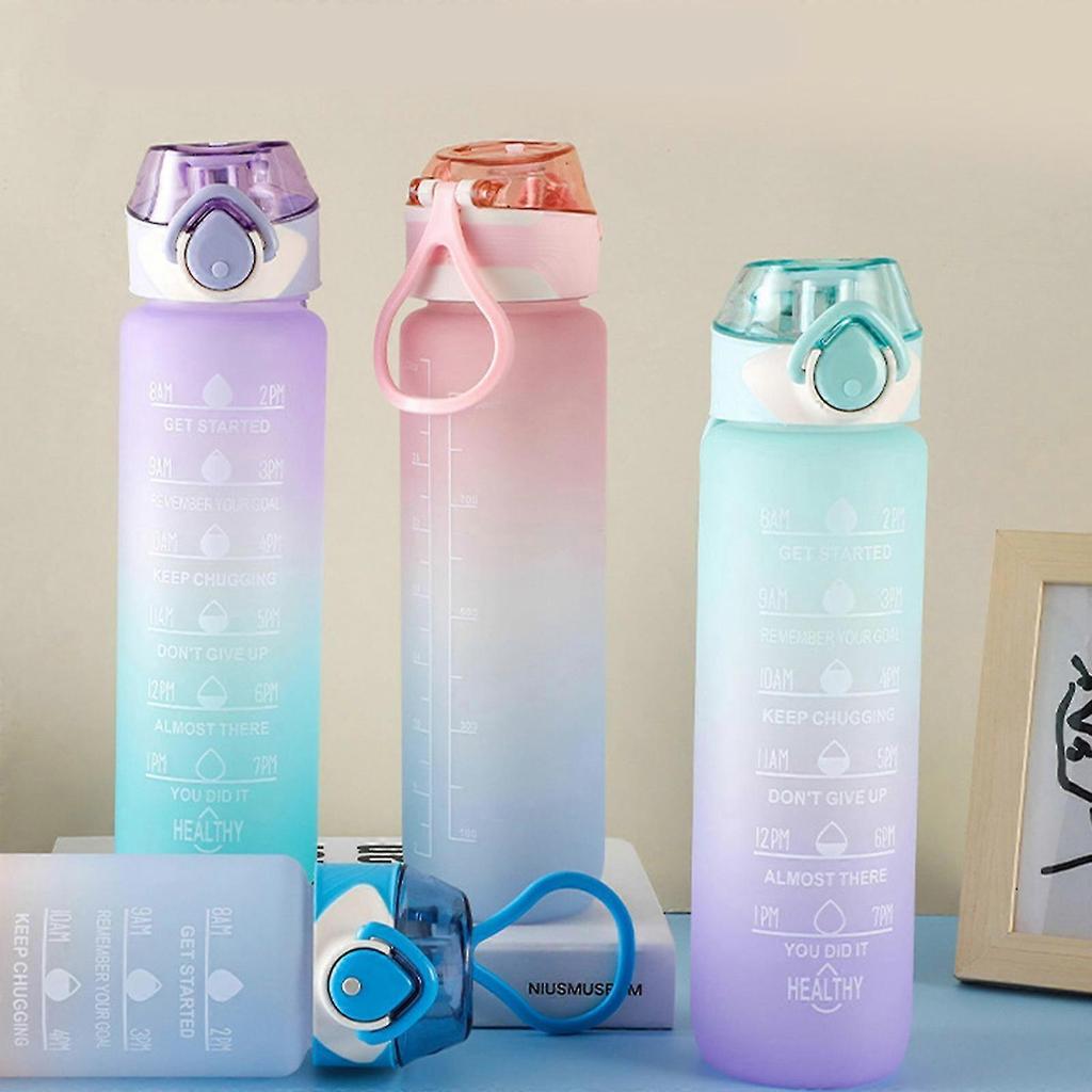 Large Capacity 1000ml Space Cup Water Bottle Plastic Durable Time Scale Frosted Portablecreative Gift High Temperature