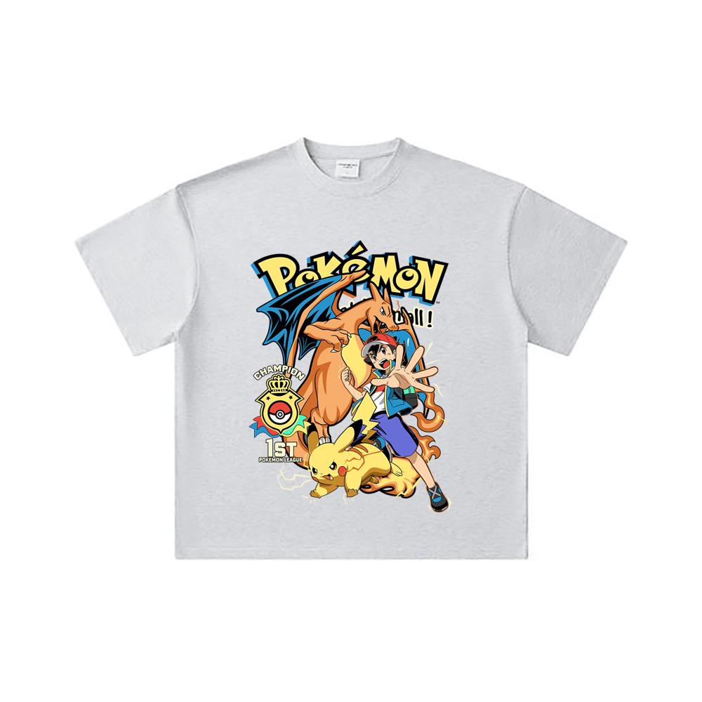 260 GSM Double Yarn 32 Count 100% Cotton Pokemon V1 Print Unisex Heavy Cotton T Shirt