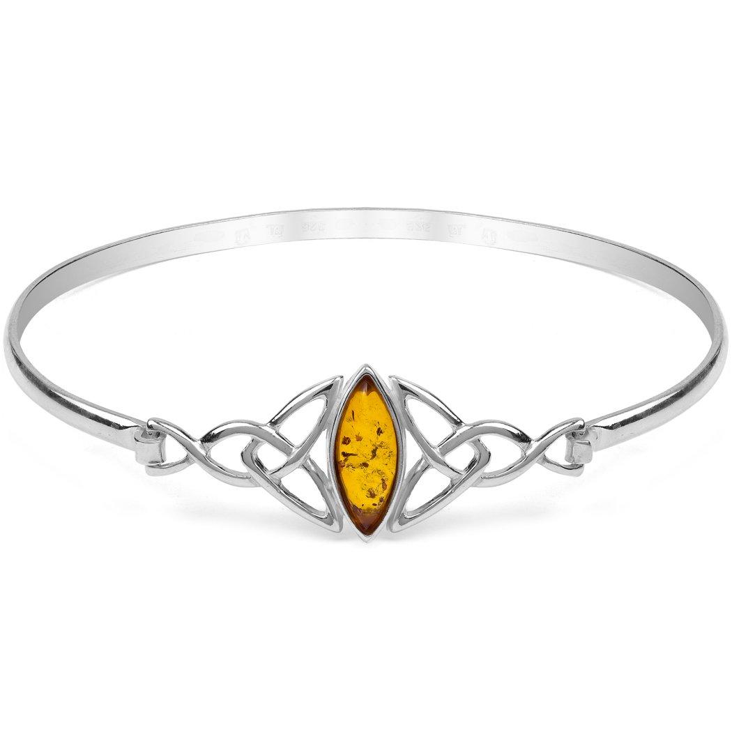 

Amber sterling silver Celtic love knot bracelet, 19cm wide