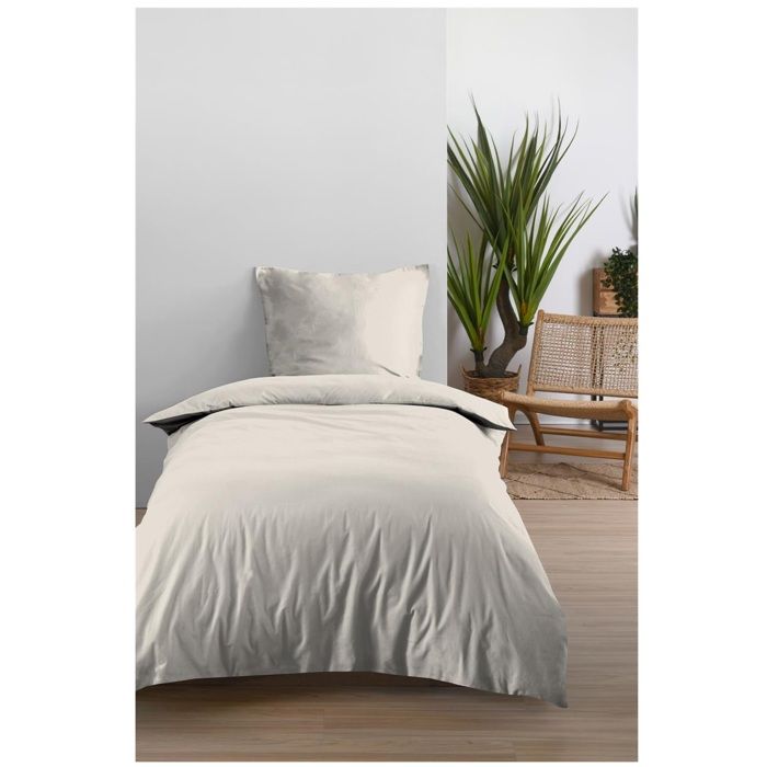 Housse de couette en coton 140 x 200 cm uni Edenne ivoire