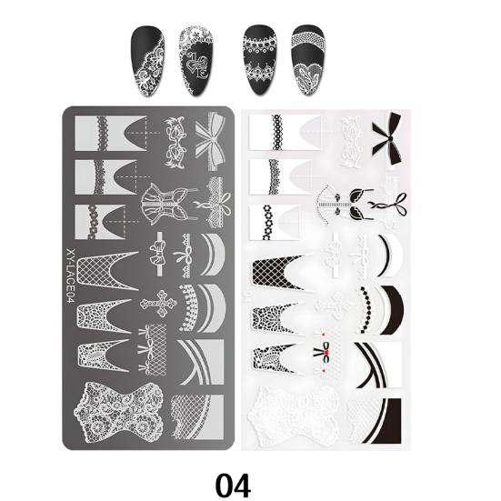 Stamping Plates Set Bows Flowers Lace Design Manicures Decoration Metal Plate Transfer Sweet Series Template