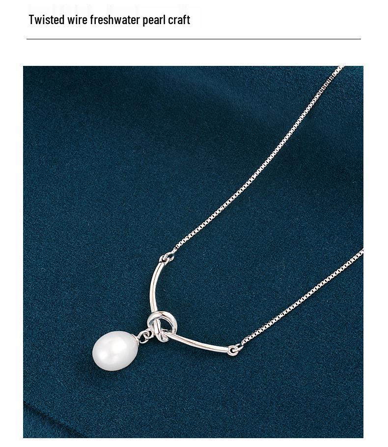 S925 Sterling Silver Rope Knot Freshwater Pearl Necklace – Elegant Clavicle Chain for Women, Perfect Gift for Girlfriend