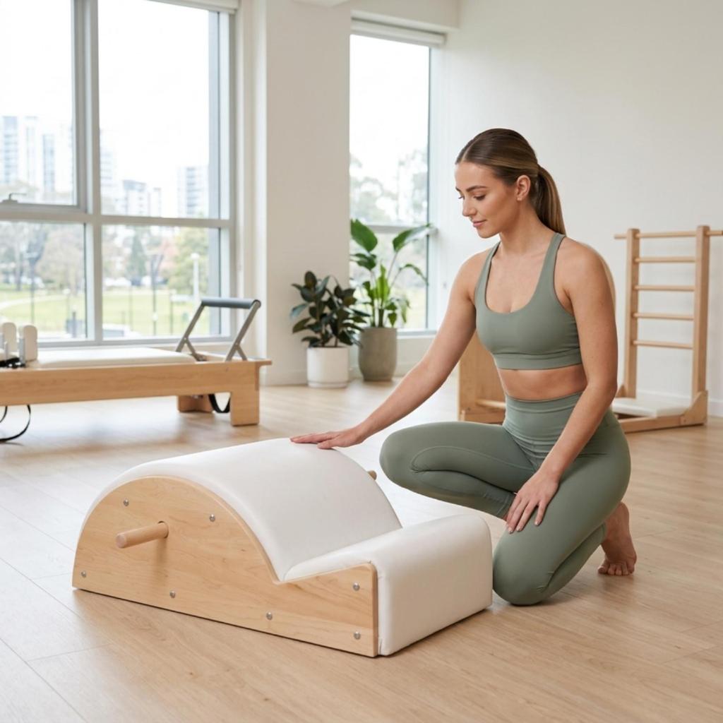 Pilates Spine Corrector PU Leather Wooden Stepped Design