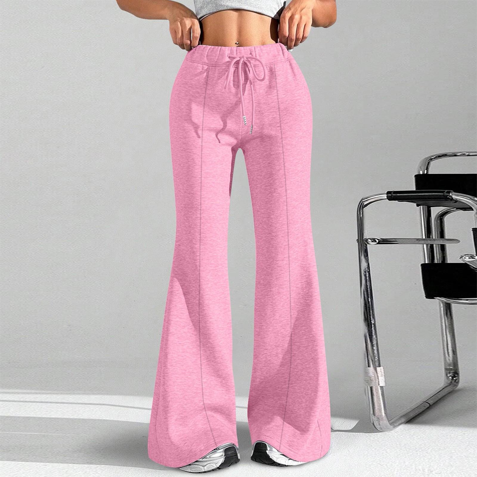 

Женские модные свободные брюки-карго с завязками на талии, однотонные, расклешенные XXL розовый