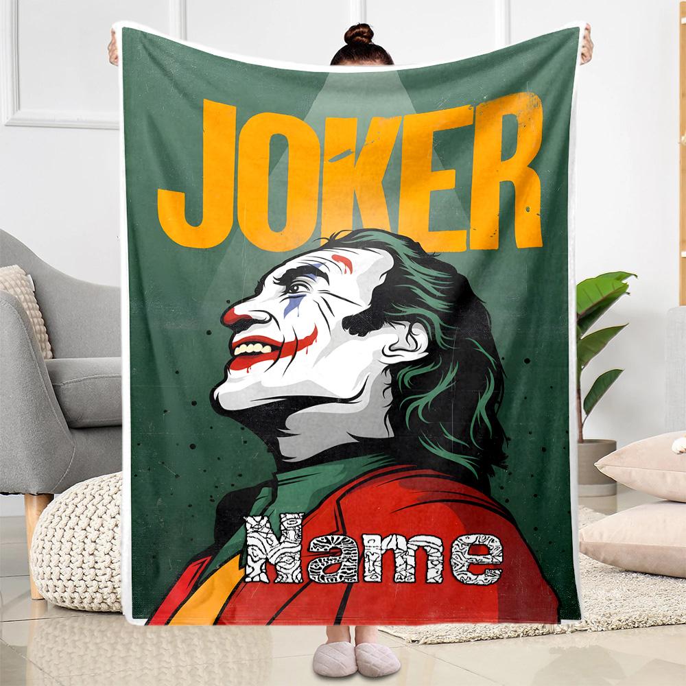 Joker's Mania Personalized Text Blanket Cozy Personalized Blanket Ultra-Soft Throw For Livingroom Chair Picnics Office Four Seasons Multipurpose