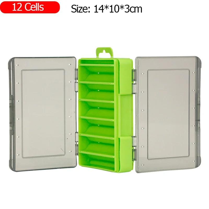 Fishing Tackle Box 12 14 Compartments Fishing Accessories Lure Hook Storage Case Double-Sided PP Fishing Tool Organizer Boxes