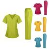 Ladies' Loose And Comfortable V,neck Short Sleeved Workwear With Multiple Pockets Suit Set