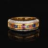 925 Sterling Silver Multi Color Sapphire Ring Gold Plated Princess Cut White Topaz Fine Jewelry Gift for Her