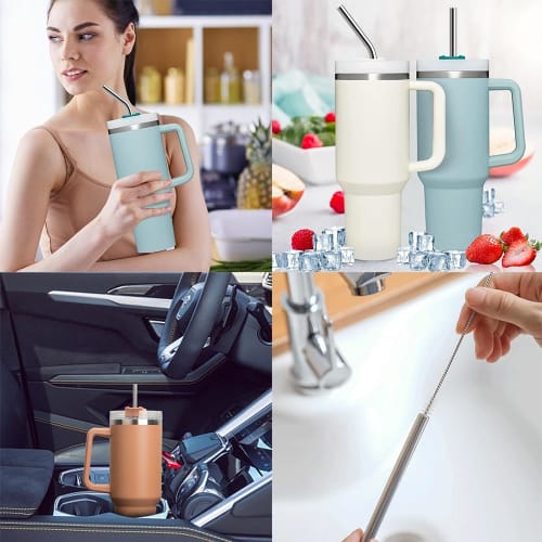 YBGGJO Stainless Steel Straws, 300mm Long, 3 Straws + 1 Cleaning Brush, Reusable Metal Replacement for Milkshakes, Beverages, and Juices