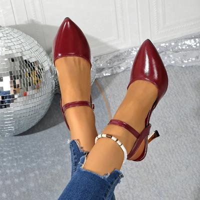 2025 Summer Women's Closed Toe Sandals Thin Heels Buckle Straps Outdoor Dress Pointed Toe Shoes for Daily Wear Sandals