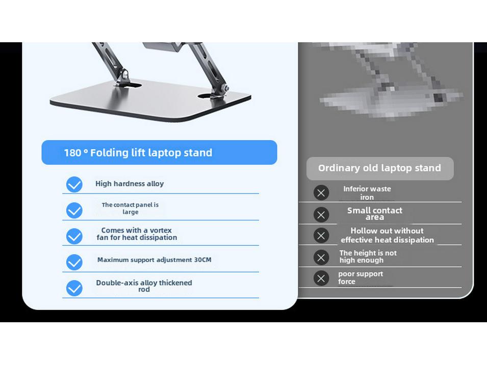Adjustable Turbo Cooling Laptop Stand: Suspended Carbon Steel Base for Heightened Cooling