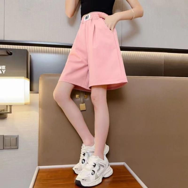 

Модные шорты для девочек из хлопка, летние, студенческие, повседневные, розовые, черные, детские, спортивные, эластичные шорты для девочек-подростков 6, 8, 10, 12, 14 130 розовый