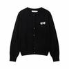 Unisex Crew Neck Long Sleeve Loose Fit Korean Cotton Knit Sweater Fox Head Embroidery Pullover Cardigan Couple Knitwear
