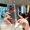 For Oppo Reno14 Pro Case Red Green Stripe Pattern Leather Magsafe Individual Metal Keys Matte Anti-Slip Grip Soft Cover