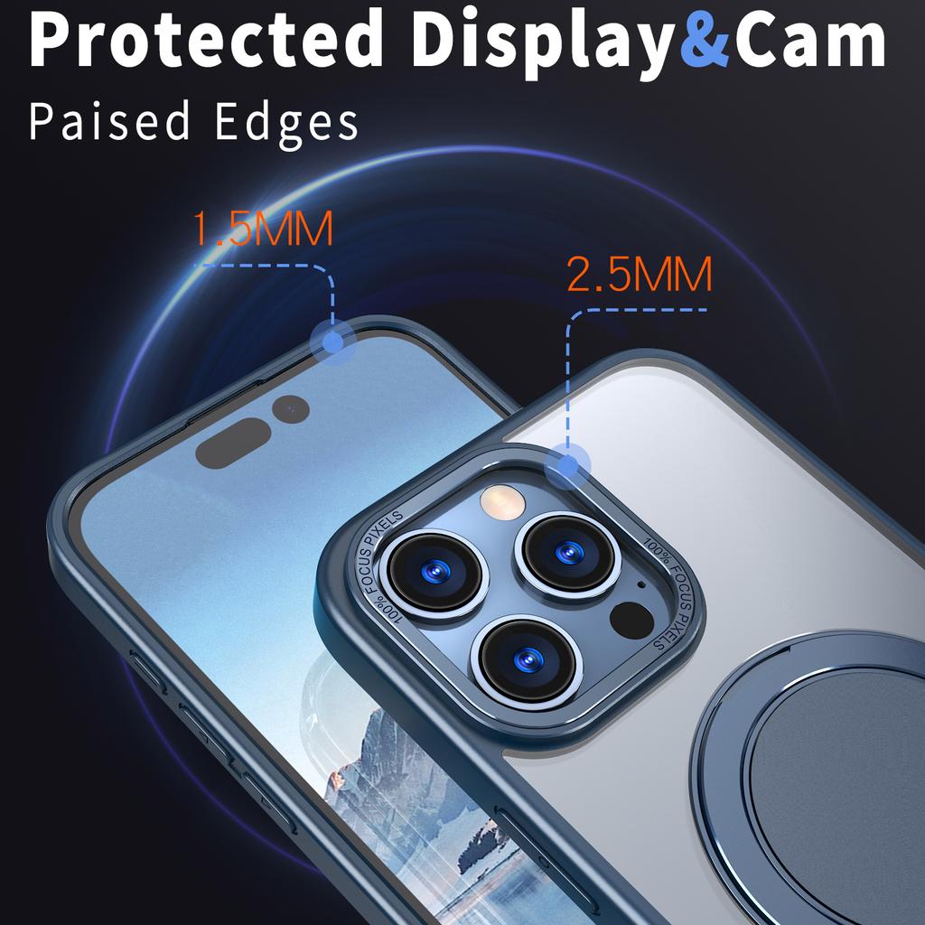 For iPhone 16 Pro Max Kickstand Case TPU+PC Back Phone Cover Compatible with MagSafe