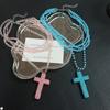 Y2k Fashion Dopamine Colored Full Crystal Cross Pendant Geometric Multi-layered Beaded Necklace for Women Hot Girl Jewelry Gifts