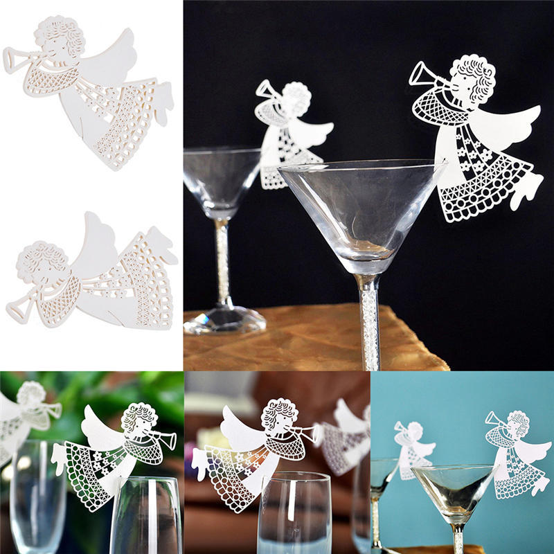 Hot Flying Angel Name Place Card For Wedding Party Table Wine Glass Decoration
