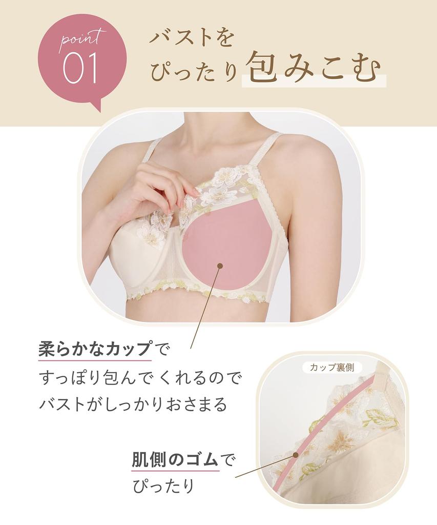 Biustonosz Wing Stabilny i Wygodny z Materiału Mieszanki Bawełny Pełny Kapsel Pasuje do H Duży LG G85 [Wing/Wacoal] Lesiage, Noszenie, (Skórka boczna), Biustonosz, Miseczka, Rozmiar,