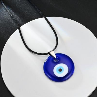 Kedja Lycklig Fest Smycken Gåva Halsband för Kvinnor Amulett Halsband Choker Blått Öga Hänge