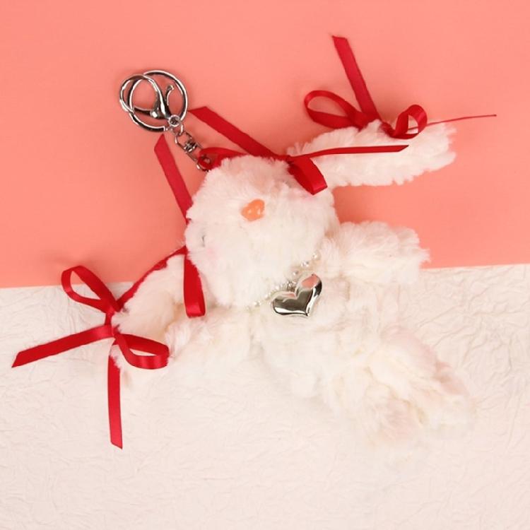 Lovely Plush Rabbit Keychain Cartoon Rabbit Bag Charm Bag Ornament for Girl Featuring Soft Fabric and Eye Catching Color