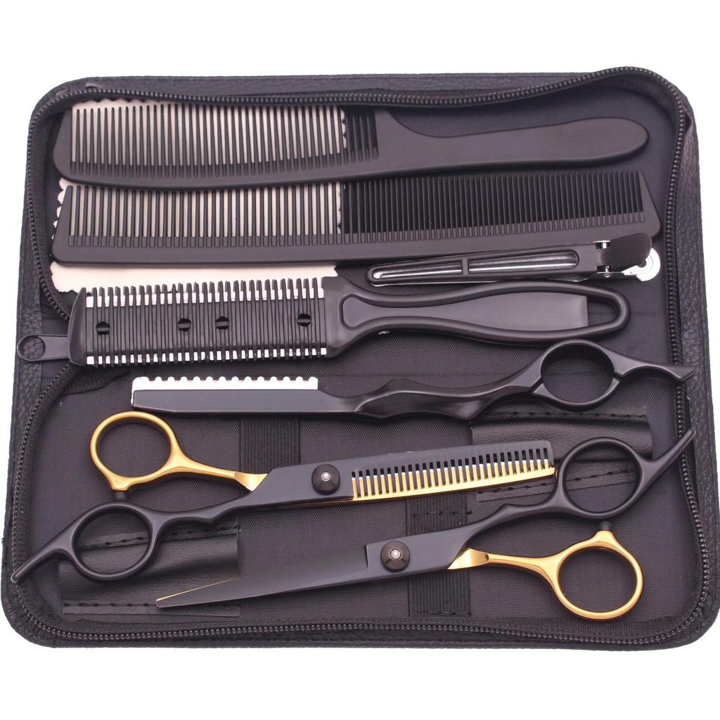 High-Quality Hair Styling Set: Hairdressing Scissors, Thinning Shears, and Razor for Bangs. Perfect Household Tools for Professional Results.