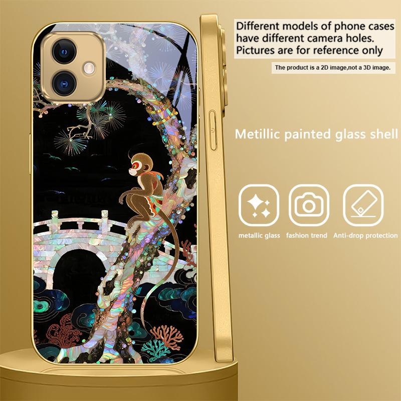 Fantasy Rainbow Pine For Samsung A 01 52S A04 A05S A10 A12 A13 22 23 24 36 42 M02 Note 10 20Ultra 8 9 Golden Glass Phone Case