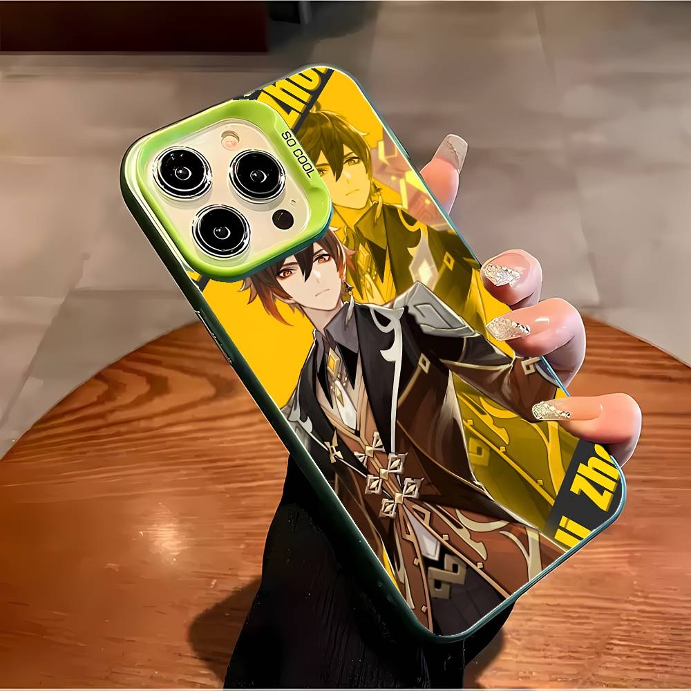 

Чехол для телефона Zhongli Genshin Impact для IPhone 17 16 15 14 13 12 11 Plus Pro Max, многоцветный, лазерный, с эффектом северного сияния, противоударный, Funda Cover iPhone13PROMAX