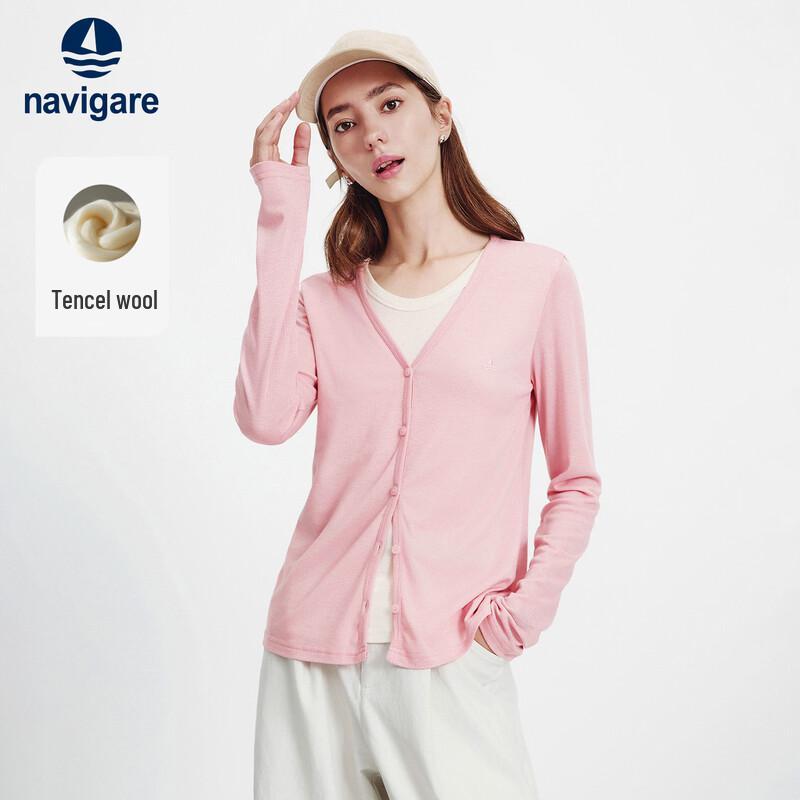 Navigare Women's Tencel Wool Blend Faux Two-Piece Knit Cardigan