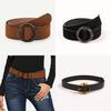 Womens Faux Leather Belt With Round Buckle Perfect For Work And Casual Outfits
