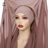 2in1 Instant Chiffon Hijab Scarf Bulit-In Magnets Islamic Head Wrap Female Musulman Bandana  Women