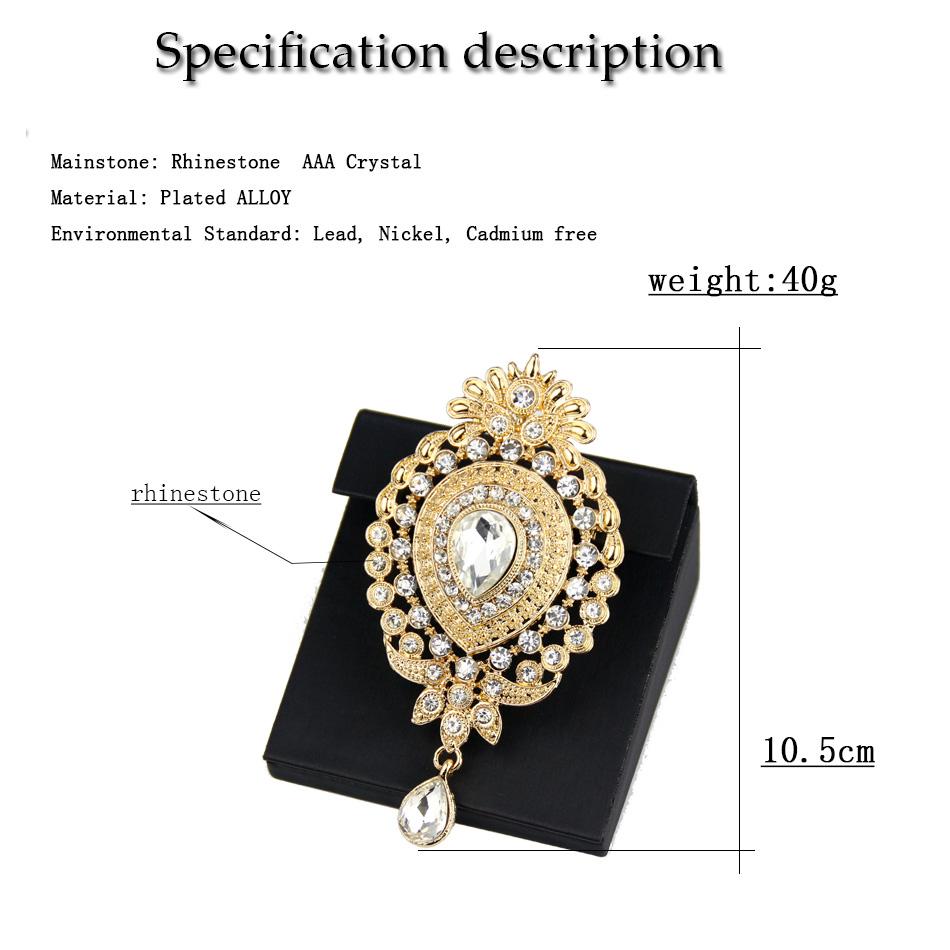 Ladies' Brooch Gold Color Rhinestone Wedding Jewelry Gift For Brides